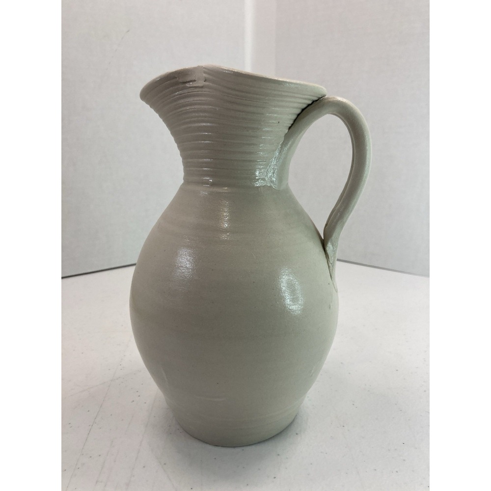 Vtg Williamsburg Art Pottery Salt Glazed Cobalt Blue Leaves‎ Pitcher Jug - Picture 3 of 13